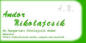 andor mikolajcsik business card